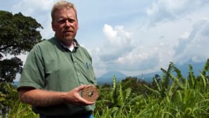 Huston_image_1 John Huston in Rumangabo investigating fuel briquette technology.